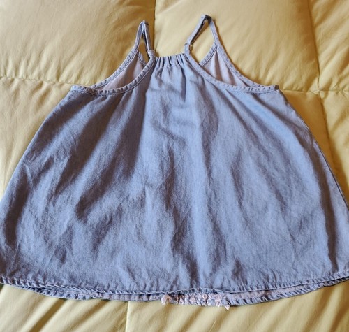 GAP Kids Top Embroidered Detail Chambray Tank Sleeveless Shirt Sz M 8/9 Yrs - Picture 4 of 7