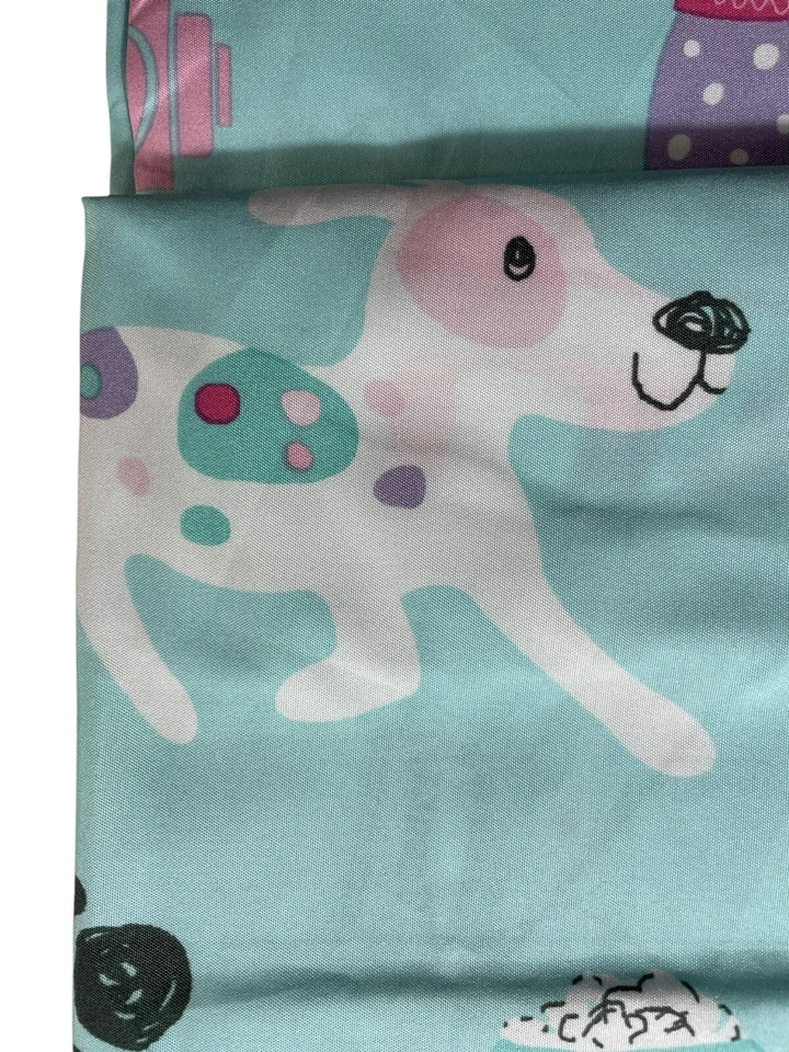 Cortina de ducha de tela Puppy Love 70x72 verde azulado arco iris dibujos animados niños baño nueva Foto 2 de 4