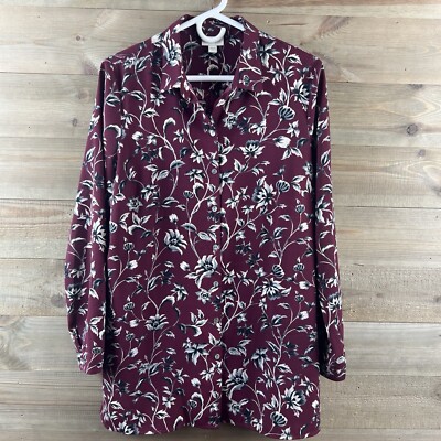 J Jill Womens Shirt Long Sleeve Button Up Floral Capsule Wardrobe Career Medium