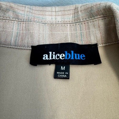 Women's Alice Blue Blazer Size M Plaid Tan Sparkle Teal - Picture 3 of 9
