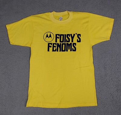 Vtg Motorola Foisy's Fenoms T-Shirt 90's Surf & SKi Skin Wear Brand Yellow Sz M
