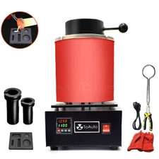 TOAUTO 110V Digital Electric Metal Melting Furnace Melter w/3KG+2KG Crucibles
