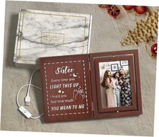 Light Up Sister Picture Frame Gift Wooden Rotating Photo Frame for 2