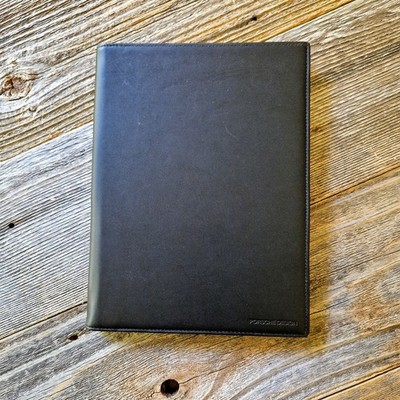 Porsche Design Black Leather Notepad Cover | Padfolio w/ Grid Notepad
