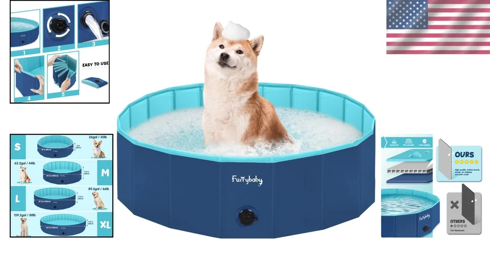 Portable Dog and Kids Plastic Pool 39-Inch with Drain Hole - Image 2 of 4