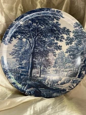 Koustrup And Co Large Birch veneer Tray- Blue Toile Print