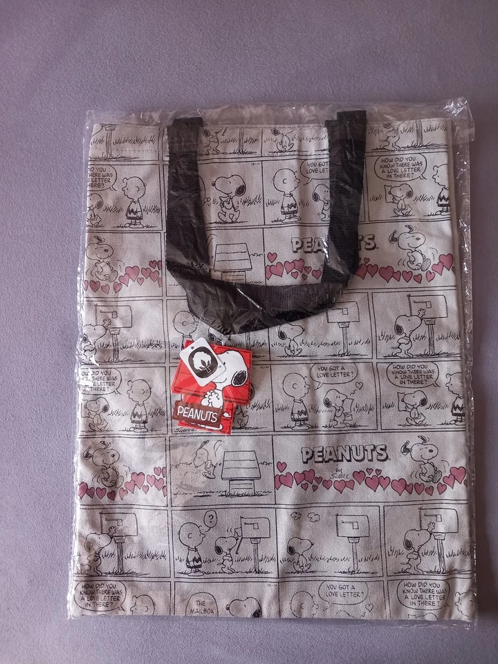 Snoopy Peanuts, Einkaufstasche, Shoppingbag, grau + Print, neu - Bild 2 von 2