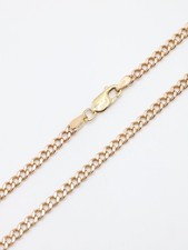 Vintage 9ct Light Rose Solid Gold Curb Link Unisex Men's Necklace Chain 28.5"