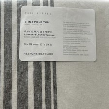 Pottery Barn Riviera Stripe 2-in-1 Drape charcoal  Gray  Loden 50
