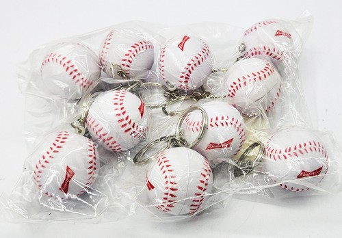 Licensed Budweiser Baseball Pendant Keychain 1 1/2" Foam Ball Bud Logo Gift NEW - Picture 2 of 2