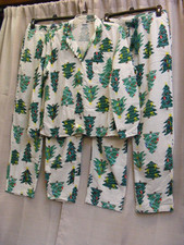 Old Navy Womens Top  Pants Christmas Trees Flannel Pajama Set Small w/Mens pant