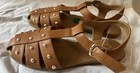 New Ladies Report Brand Brown / Tan Sandals With Gold Studs Size 7.5 ￼ — photo 5