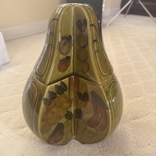 Vtg Los Angeles Pottery Cut Green Apple Slice Cookie Jar 1964