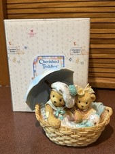 Cherished Teddies Beth And Blossom Bears With Umbrella Figurine 950564 In Box
