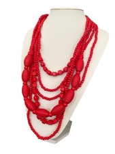 Damenkette Statement Halskette Lagenlook Holzkette Modeschmuck Bohemien Ibiza