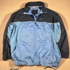 Rare VTG 90s Nike Windbreaker Men's Jacket Size XL Blue Spell Out Full Zip