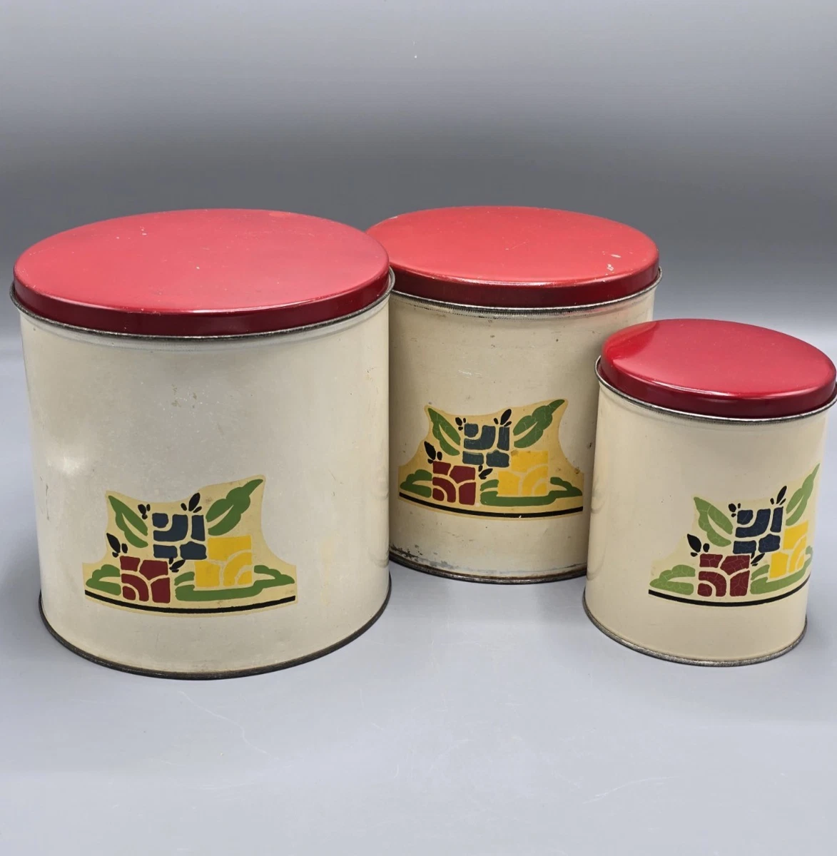 vintage tin canister set products for sale | eBay