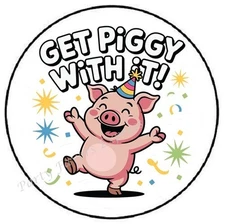 GET PIGGY WITH IT ENVELOPE SEALS LABELS STICKERS PARTY FAVORS
