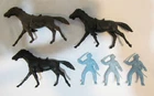 MARX FORT APACHE PLAYSET LOT 3 BLUE CAVALRY DEFENDERS W/ HORSES POWDER BLUE