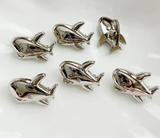 5PC Silver Baby Shark Metal Buttons Shank Crafts Sewing Buttons 20x15mm