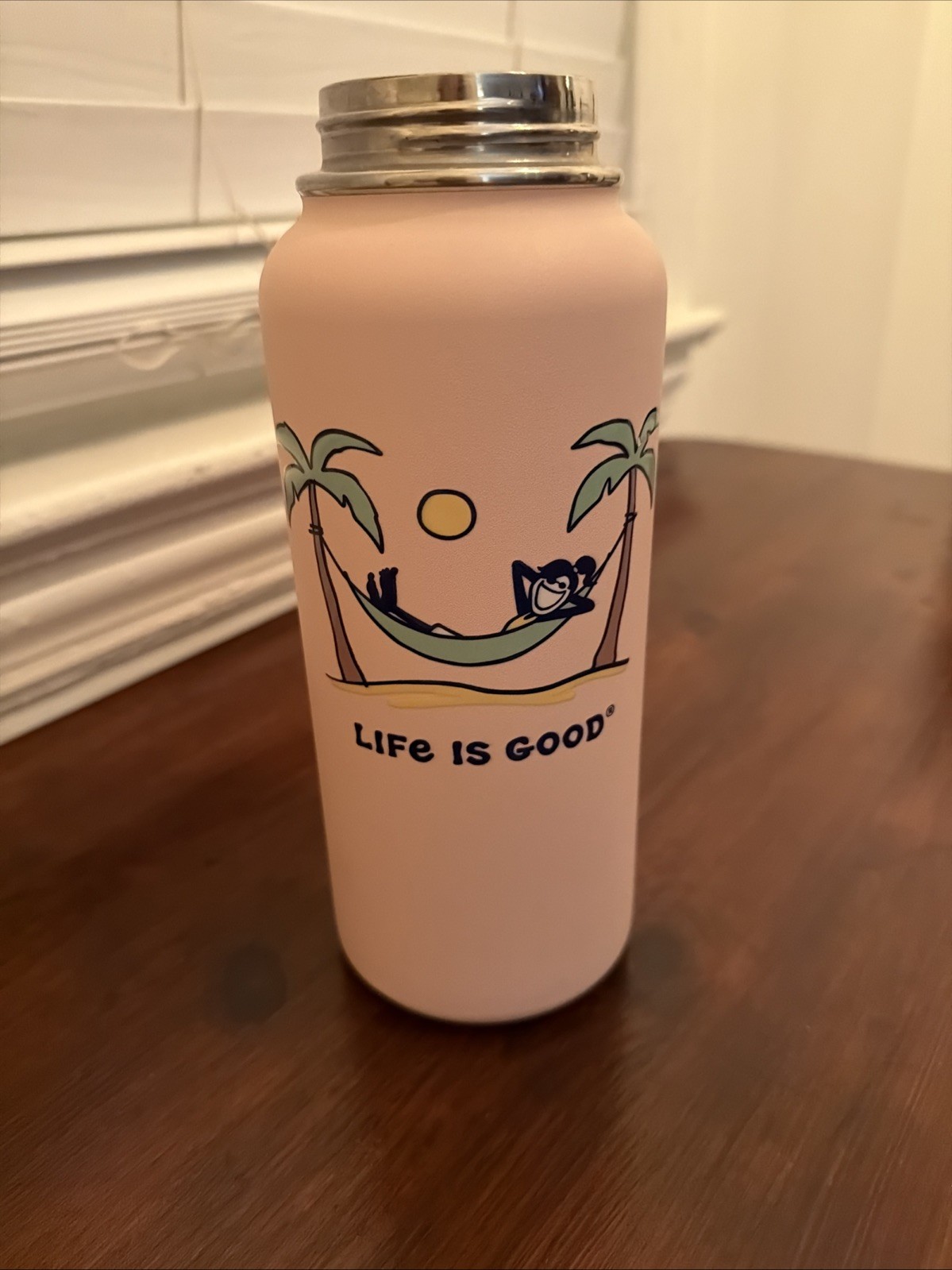 Life Is Good Stainless Steel Thermos Water Drink Workout Camping Outdoor Bottle