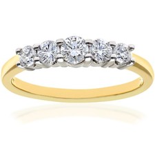 18ct Gold Jewelco London Diamond 5 Stone Eternity Ring 3mm 0.50CT H/SI