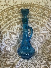 Ky-Orb Stunning Blue Glass Liquor Bottle Decanter with Stopper -Perfect!