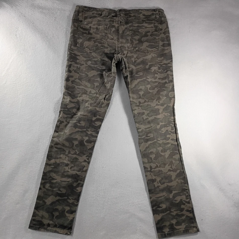Pantalones Merona elásticos ajustados calce moderno tiro medio verde camuflaje para mujer talla 10 Foto 3 de 4