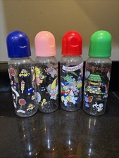 Vintage Baby Bottle Lot Of 4 Nursery Rhymes Cars