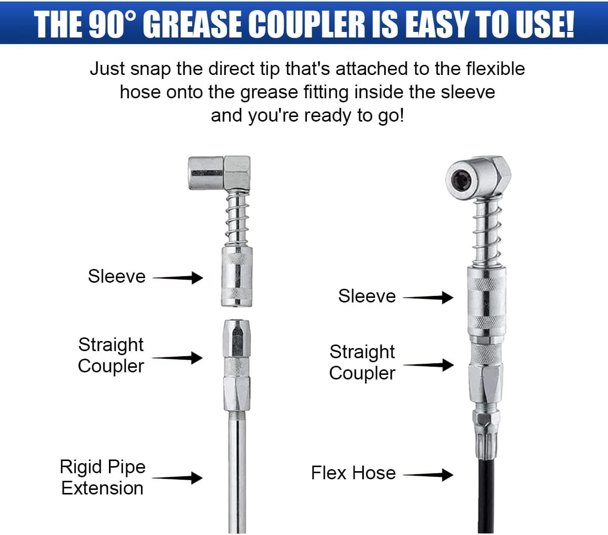 1 Set Grease Nozzle Adapter Grease Gun-Accessory 90 Degree Coupler Adapter Tool