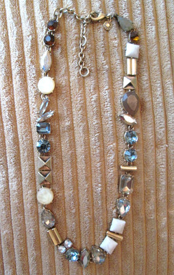 J. Crew Mixed Crystal Multi-Color Light Gold tone Choker 16'' - 18'' necklace