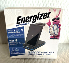 Energizer - 3-in-1 15W Qi Certified Wireless Fast 15W Charging Stand - Black NEW
