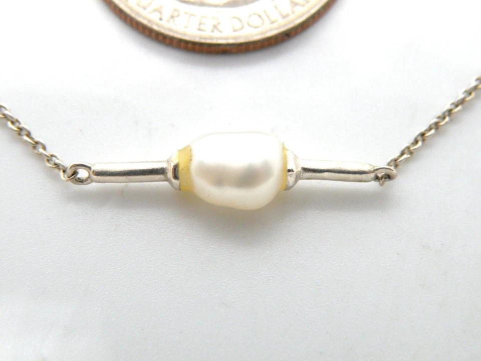 Collar Joyería Colgante Mujer Kendra Scott Firmado Perla 25" Tono Plata Foto 3 de 4