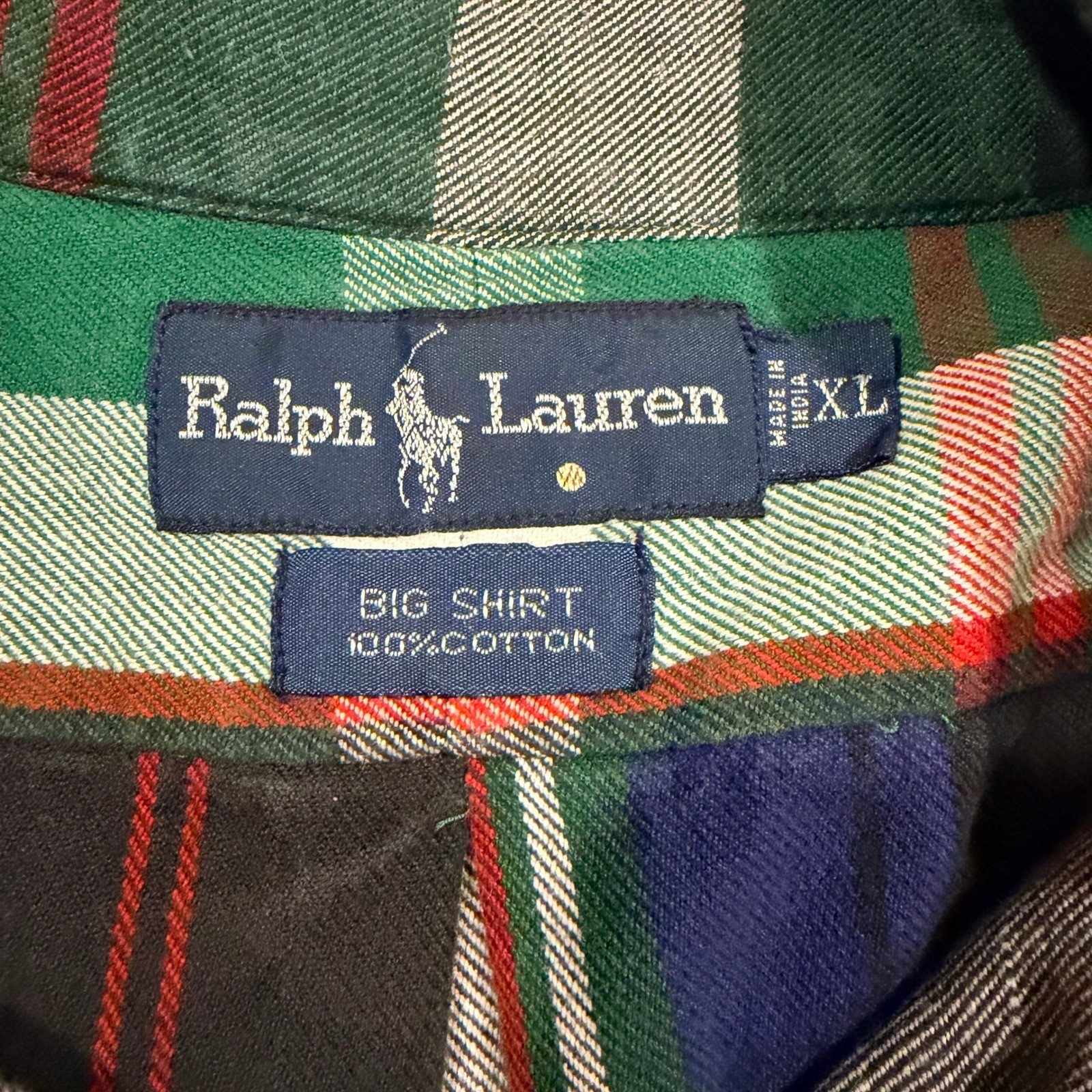 Polo Ralph Lauren Big Shirt Mens XL Green Plaid F… - image 5