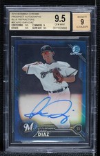 2016 Bowman Chrome Prospects Blue Refractor Isan Diaz BGS 9.5 GEM MINT Auto 0nr3