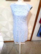 CHAPS-BLUE-LACE-SLEEVELESS-ROUND NECK-SLEEVELESS- LINED-SHEATH DRESS-SIZE-4-NWT