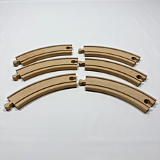 BRIO Sweden Wooden Train Parts Curved Expansion Track 6 Pieces At 7" Long VTG