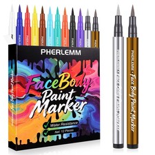 PHERLEMM 12 Colors Face Painting Kit Body Markers Tattoo Pen for Skin  Matte...