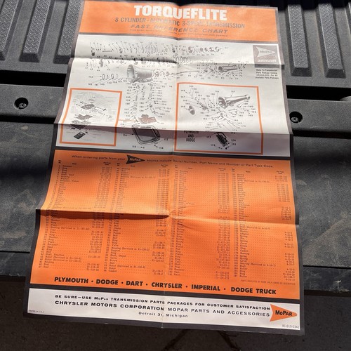 Vintage Mopar Torqueflite Auto Transmission Dealership Poster Chrysler 34x22 EUC