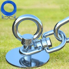 TOPKNOT Dog Tie Out Cable and Stake,360&deg;Swivel dog stake+30ft/150lbs, Blue