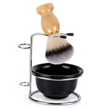 Men's 3 in 1 Shaving Brush Set, Nylon Brush with Stand Bowl, Wet Shave Kit