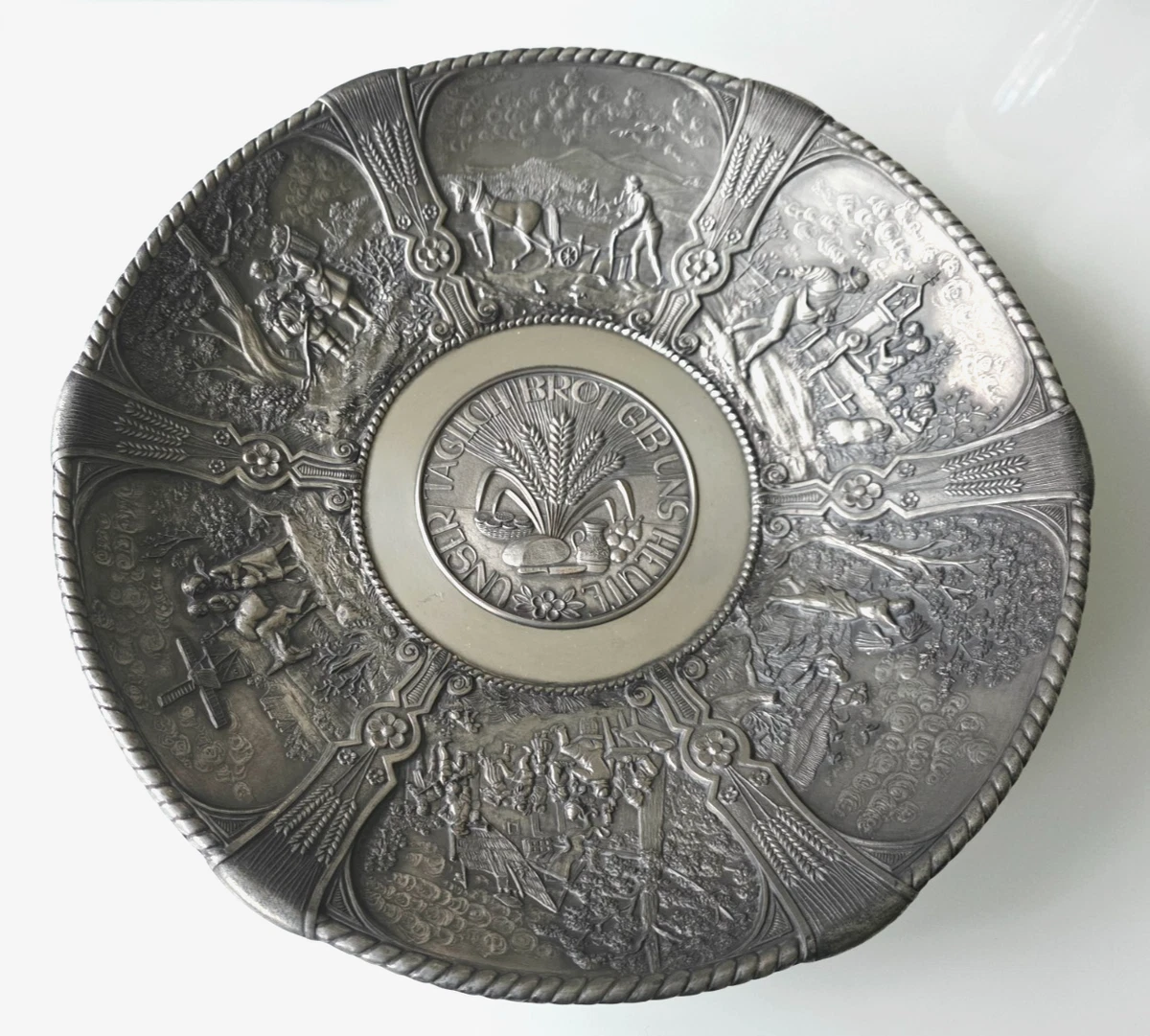 Zinnteller Wandteller Schale Zinnschale Frieling Zinn 95% - Durchmesser 32,5 cm
