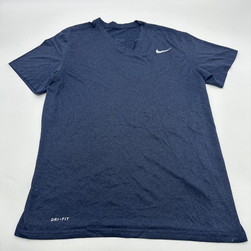 Nike T-Shirt Herren mittelblau einfarbig Logo V-Ausschnitt ..#31921