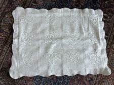 EUC Matelasse Standard Queen Pillow Sham Grid Floral Ivory White Classic Cotton