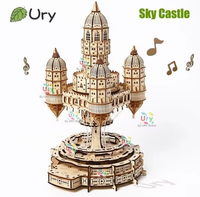 3D Holz Puzzle Haus Royal Elektrische Rotierenden Himmek Schloss Licht Montage