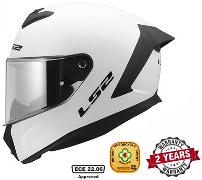 LS2 FF820 Rapid 3 FullFace Helmet Gloss White, Quick Release Option Chrome Visor