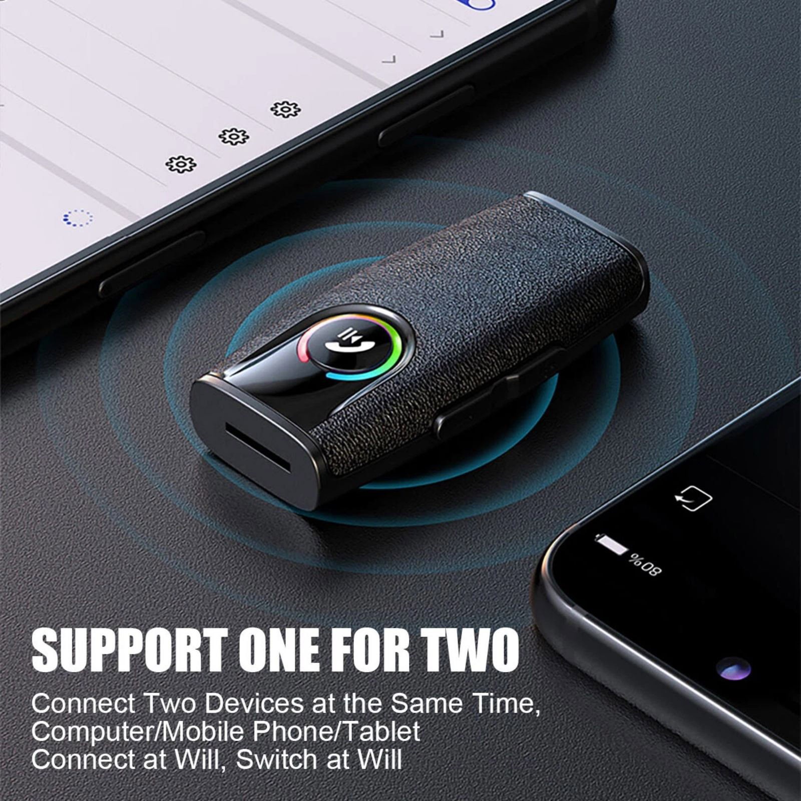 Portable Bluetooth 5.3 Audio Music Receiver Wireless 3.5mm AUX Car Adapter