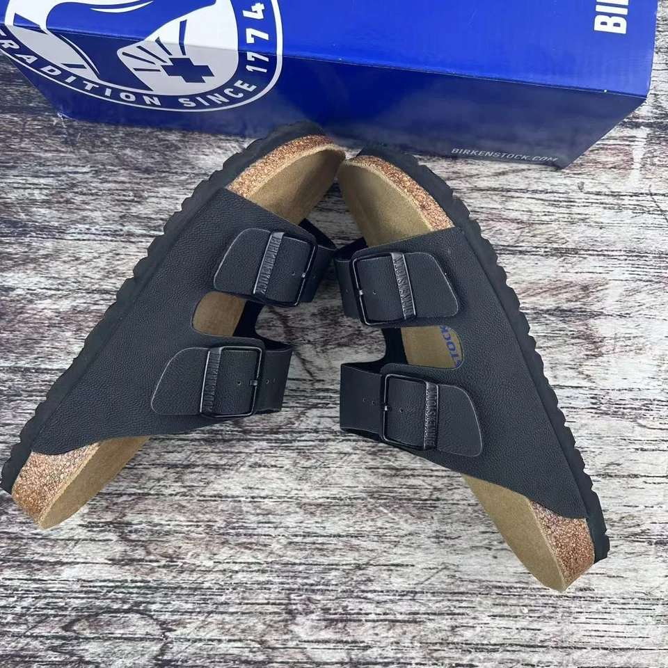 Sandalias Birkenstock Arizona Plantilla Suave Negras Birko-Flor Unisex Talla EU37-45 Foto 3 de 4