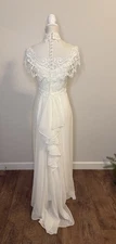 VTG 1980’s Jessica McClintock Bridal Gown Scalloped Lace High Neck Chiffon Sz 4