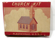 Plasticville CC-8 Country Church Kit 1950 Complete Boxed Brown Roof